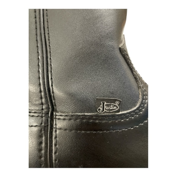 Justin Basics Black Cowboy Leather Roper Boot Men's Size 9EE - Picture 9 of 16